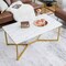 White Faux Marble Coffee Table With Gold Finished Metal Frame
